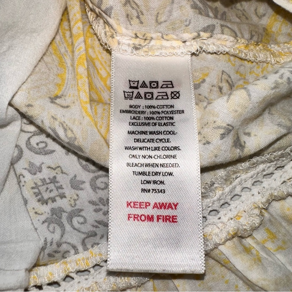 Rachel Zoe Dress Sz Sm? Yellow Eyelet Lace Detail Midi Prairie Cottage Core Boho - Picture 13 of 14